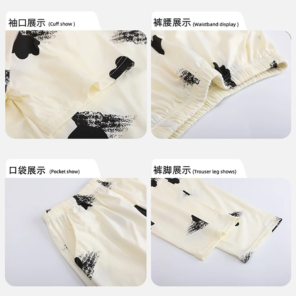 3PCS/Set M-2XL Summer Short Sleeve T-shirts With Padded Bra +Shorts+Women's Pajamas Pants 100% Cotton Sleepwear Pijama Mujer