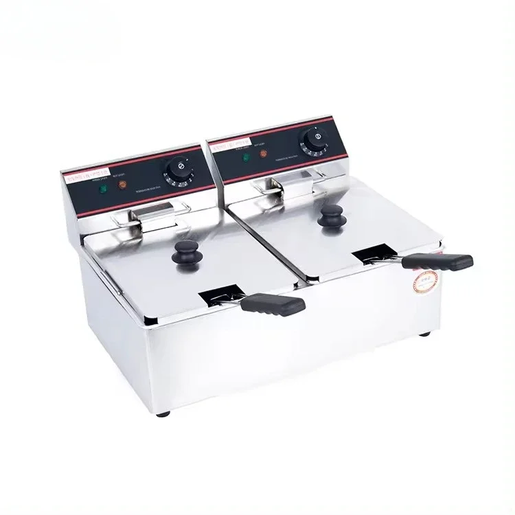 Electric Deep Fryer Commercial 6L Stainless Steel Double Cylinder Deep Fryer Machine 2500w