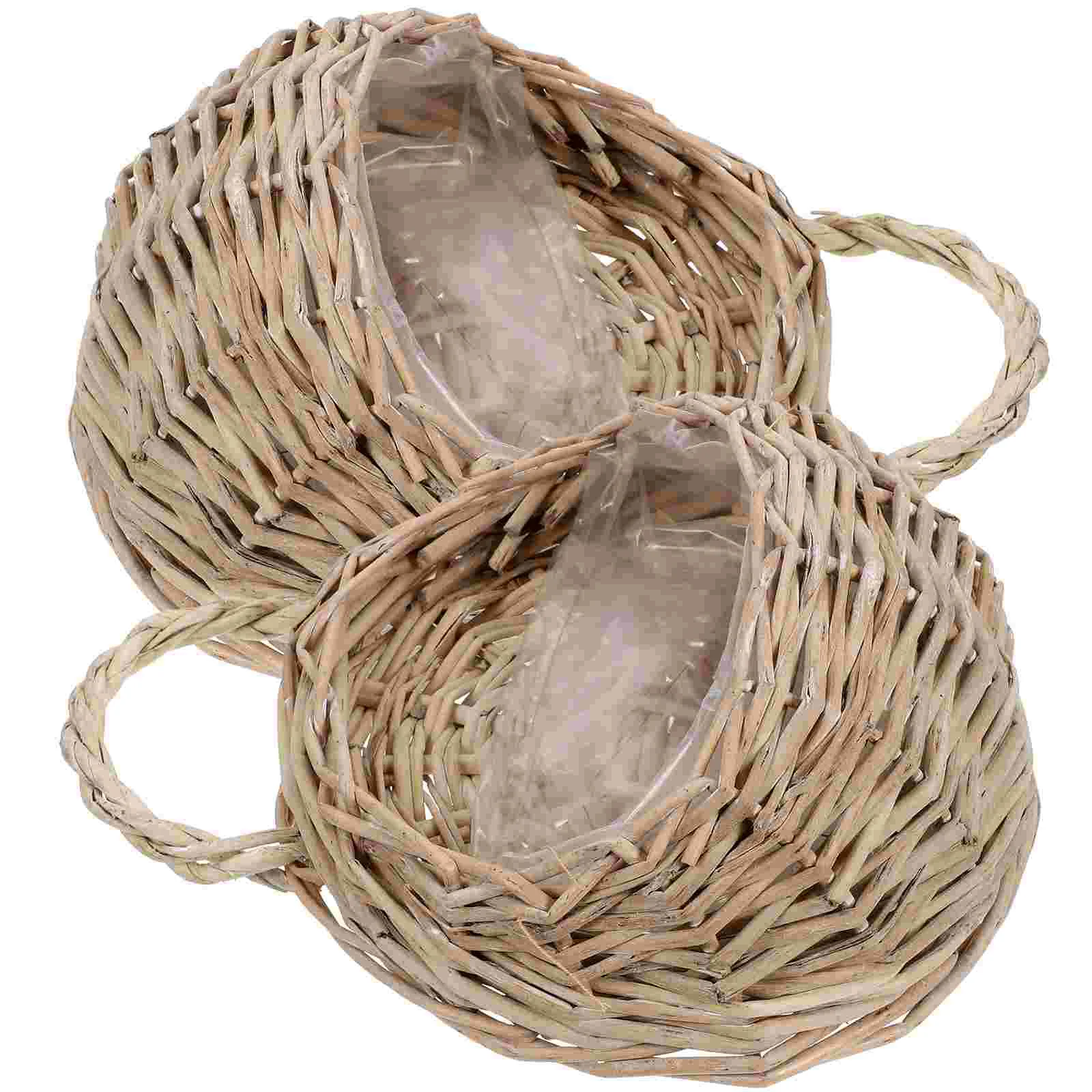 

Doitool Rattan Hanging Planters - Round Plant Baskets Bonsai Flowerpot - Woven Flower Pots Flower Holders Containers