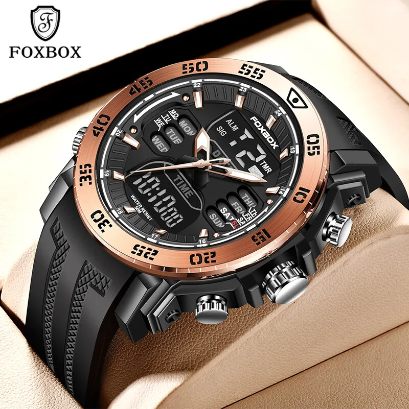 LIGE Top Luxury Watches Men Military Army FOXBOX Man Watch Waterproof Sport Wristwatch Dual Display Male Relogio Masculino |