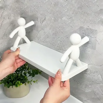 1PC 2PCS Self-adhesive Tape Buckle Holder Bathroom Shampoo Storage Racks Plastic Shelf Storage Organization Shelves Support 2030 1
