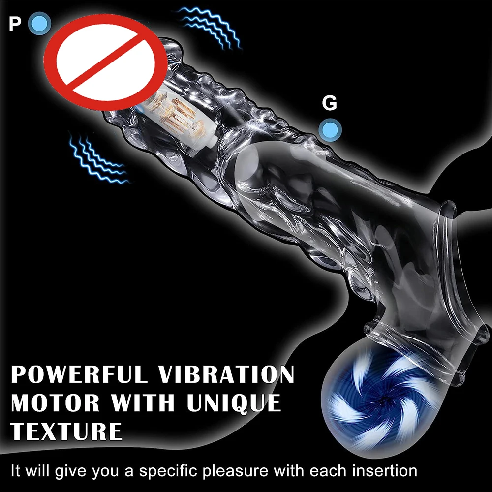 Realistic Penis Extender Sleeve For Men With Delay Vibrator_voghion.com