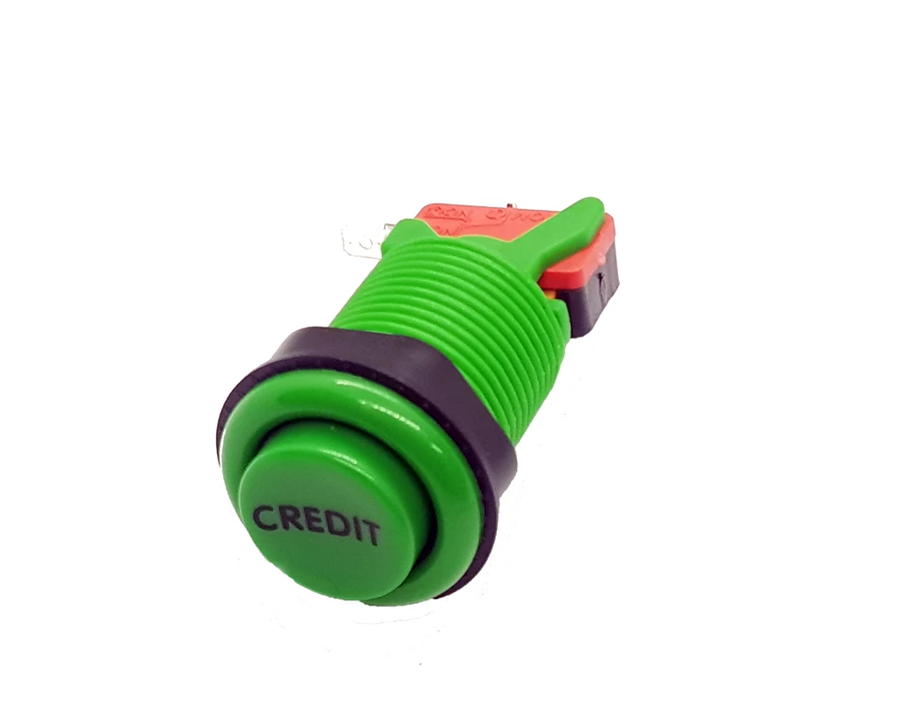 Pulsante Arcade Concavo Verde Credito Ricreazione Joystick Bartop 28Mm 33Mm