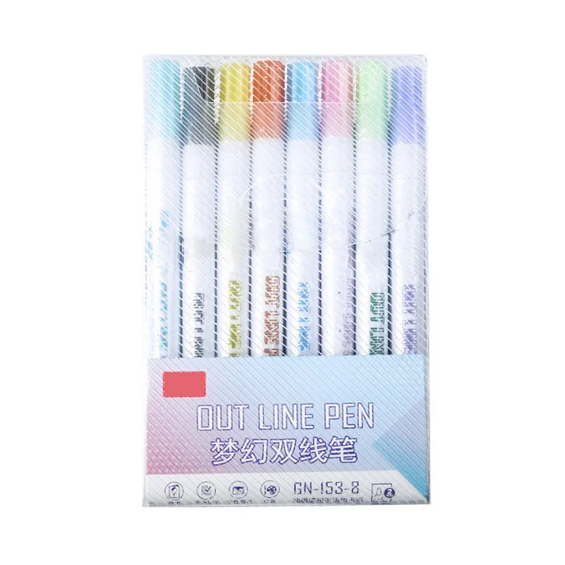 

Drawing Double Line Outline Pen Highlighter Marker 8/12 Colors Art Pen For DIY Art Crafts Coloring Painting Sketching