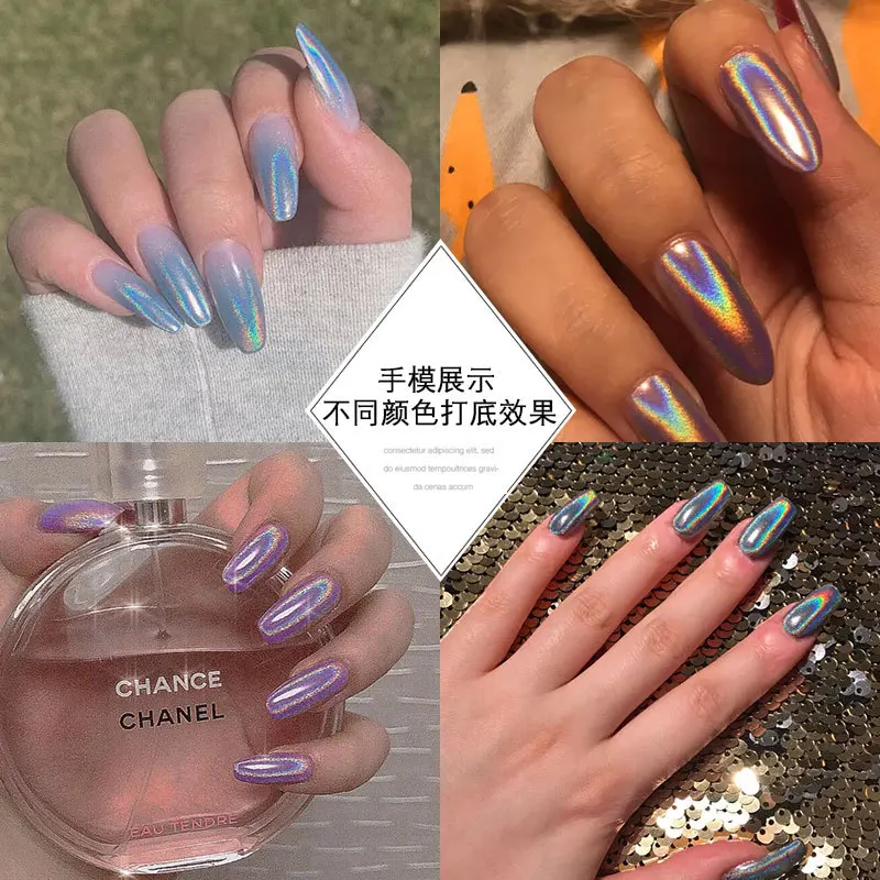 Nail Powder Nail Glitter Nail Pigment Net 0.3g Clear Universal Laser Nail Glitter White Chrome Pigment Rubbing on Nails Holographic Nail Powder Shiny Glitters Dust