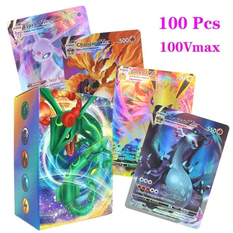 

2024 New English Pokemon Cards Holographic EX Vstar Vmax GX V Letter Rainbow Arceus Shiny Charizard Mewtwo Evolution Flash Card