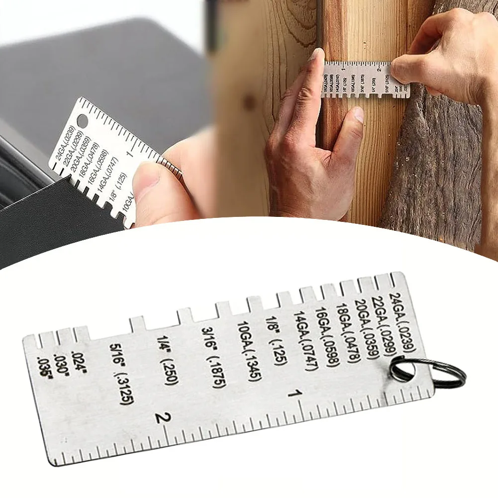 Stainless Steel Gauges Single Sided Material Wire Gauges Portable Welding With Keychain