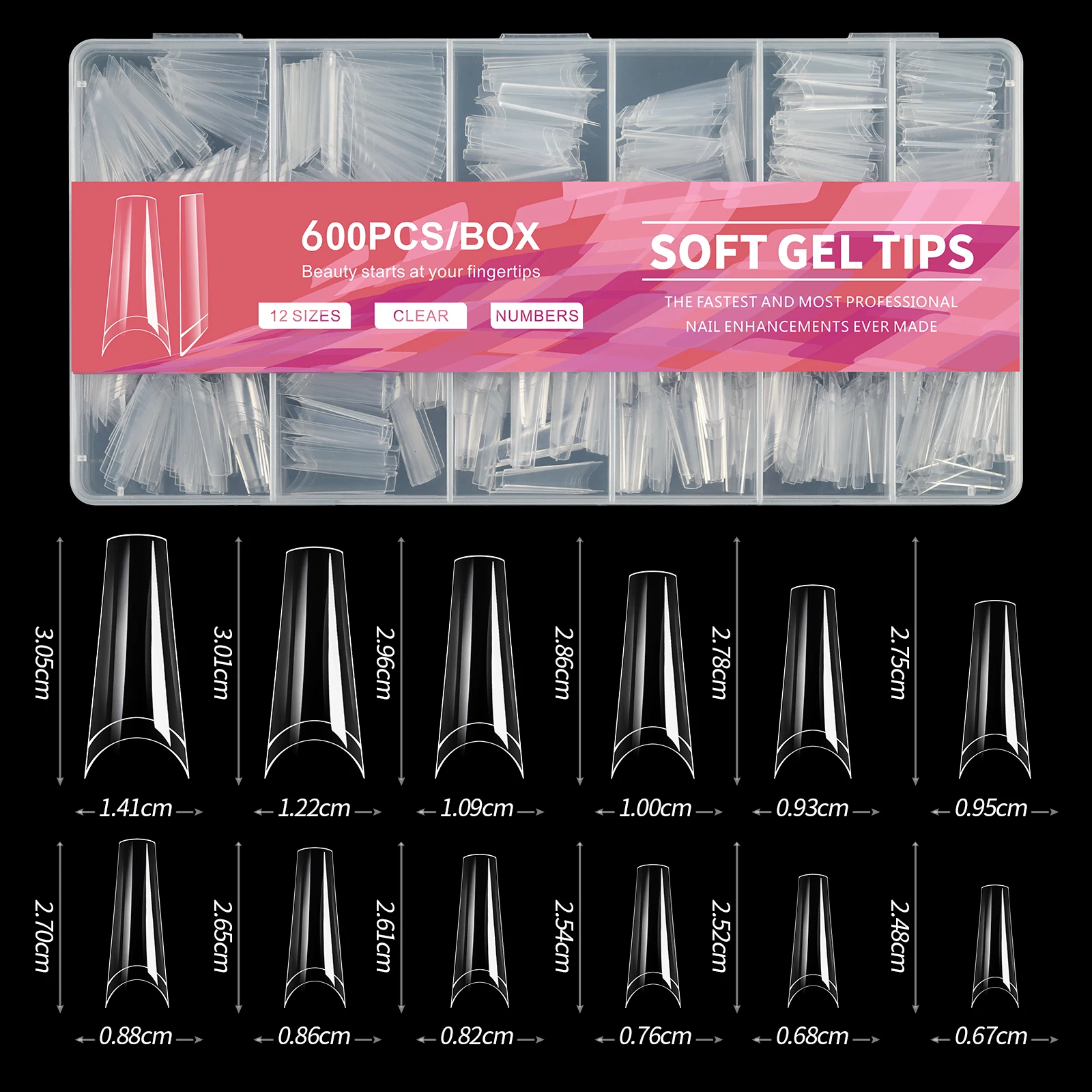 600-Piece Full Cover Press-On Nail Tips Set