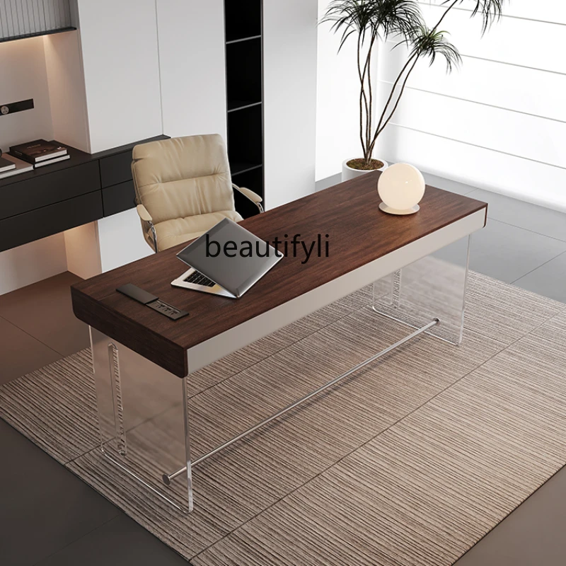 

Home Walnut Desk Italian Minimalist Acrylic Suspension Study Desk Desk