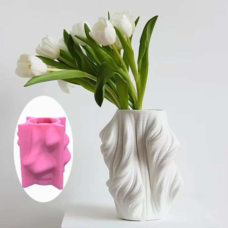 Large wave vase Resin silicone mold Twisting curve vase Concrete silicone mold Irregular
