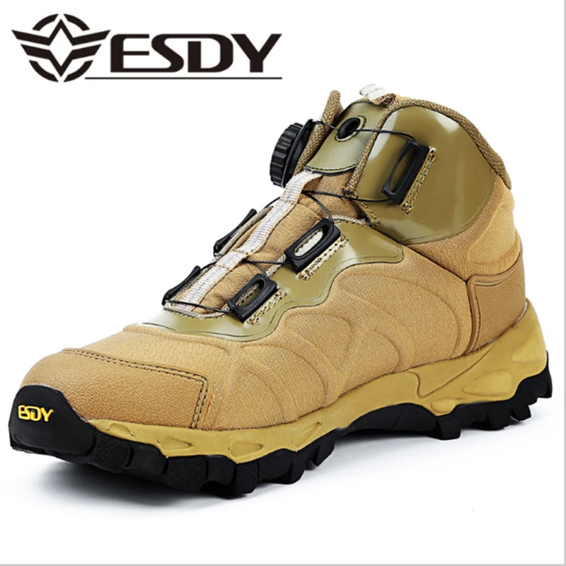 Men Winter Tactical Ankle Boots Fashion Black Lace Up Desert Combat Boots Mens Flat Work Casual Shoes
