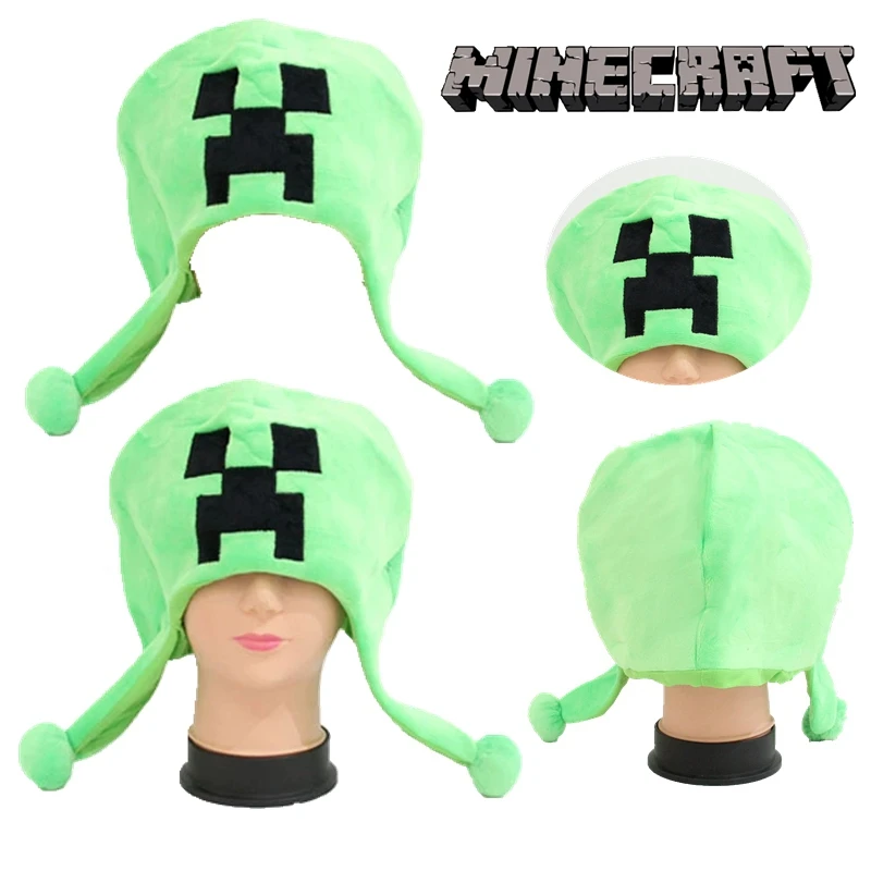 Minecraft Creeper Cartoon Beanie Hat Anime Women Autumn Winter Outdoor Warm Bunny Hat Cosplay Cute Casual Cotton Beanies