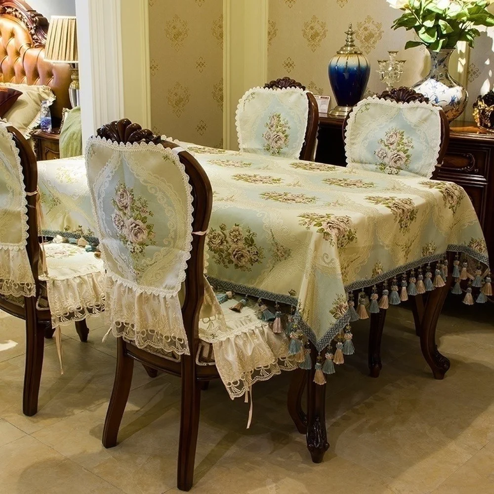 

Европейский высококачественный комплект скатерти квадратная круглая скатерть чехол на стул для свадьбы рождества дня рождения детской комнаты декор для ресторана