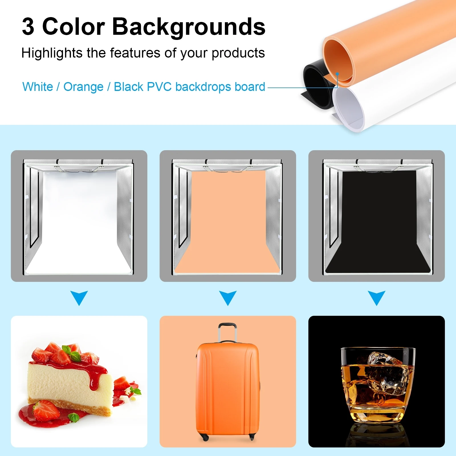 Folding LED Light Tent 80W 156pcs LED Beads for Studio Product Photography