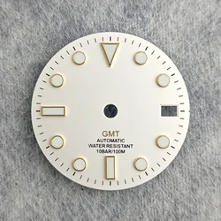Matte Black Watch Dial with Multicolor GMT Text and Elegant Edge Finish - 28.5MM (GMT Gold)