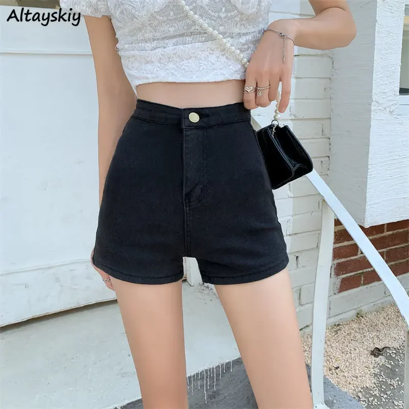 

Шорты женские узкие джинсовые, уличная одежда из денима, повседневные модные Универсальные шикарные прямые и простые брюки с завышенной талией в Корейском стиле, лето