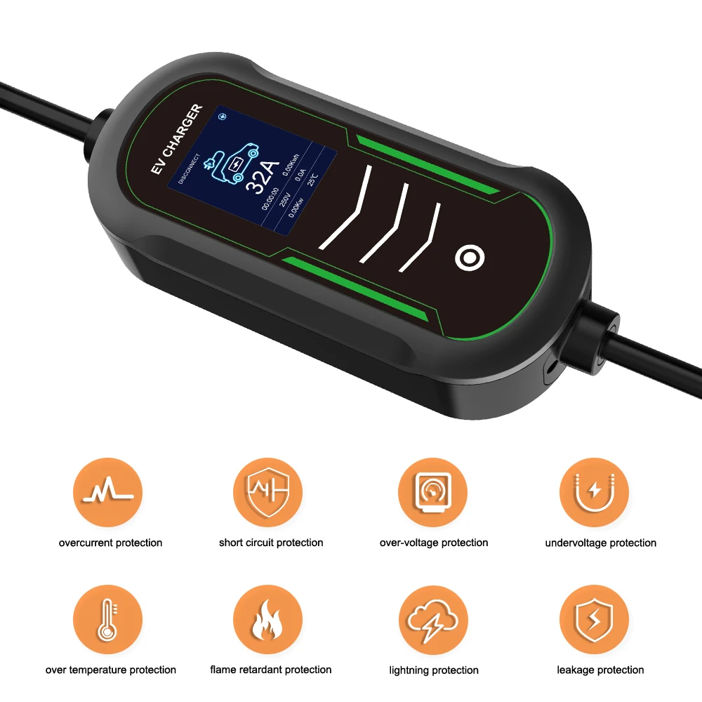 Portable EV Charger IPENGEN 7KW Portable EV Charger Appointment Time Type2 GBT EVSE Charging Box Controller Wallbox for Electric Car Fast Charging portable ev charger
