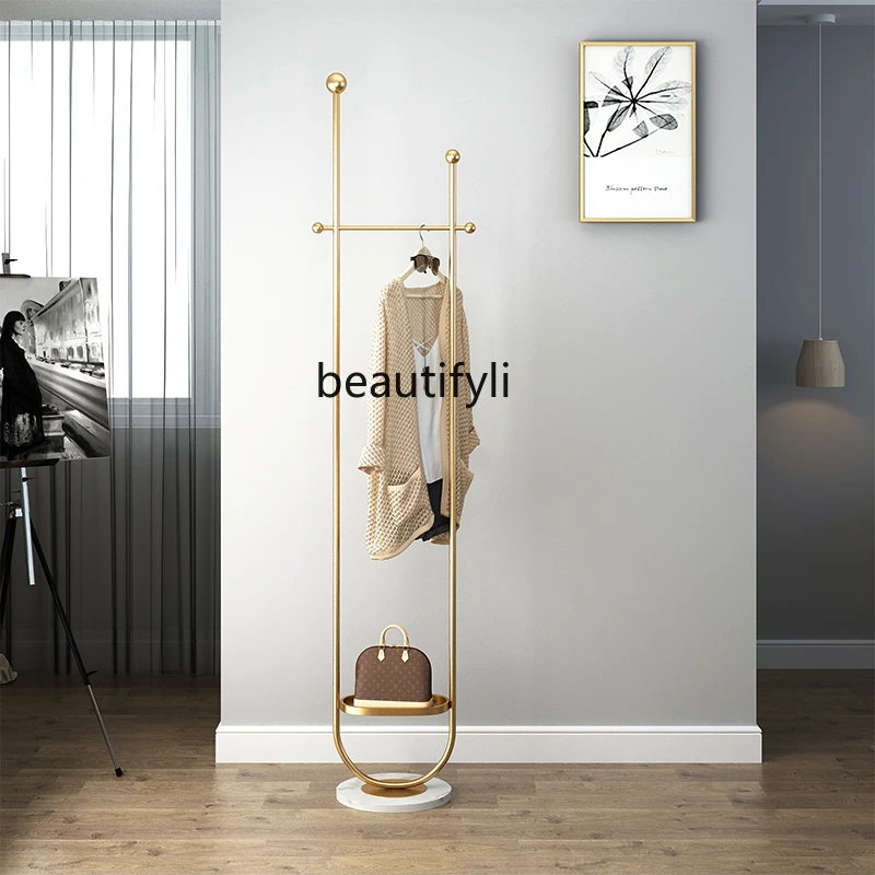 

Clothes Rack Floor-Type Simple Storage Rack Bedroom Clothes Hanger Light Luxury Iron Coat Rack