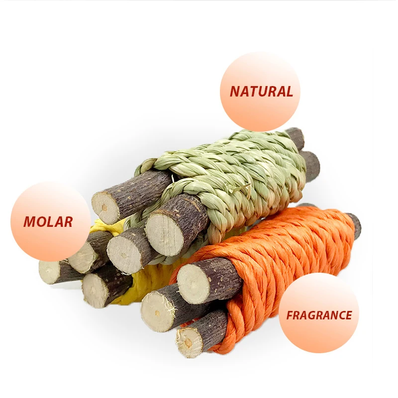 Pet Chew Toys 3 Pieces Rabbit Toy Hamster Chew Toys Set Molar Teeth Care for Pet Rat Guinea Pigs Wooden Branch pet chew toys,pet toys,pet teeth grinding toy,hamster toy