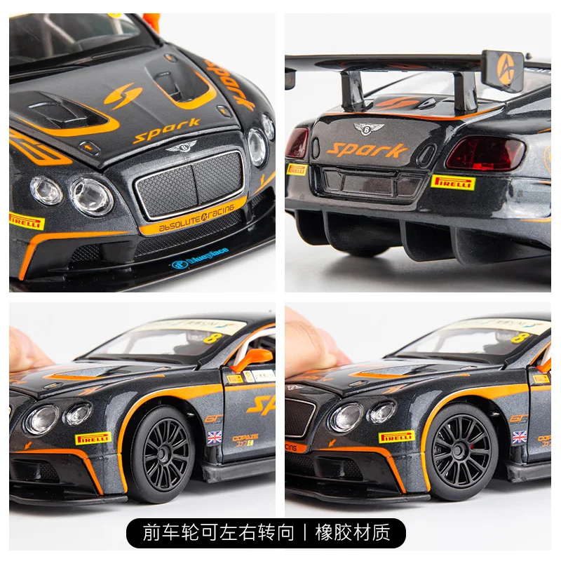 1:24 Bentley Continental GT3 Alloy Car Diecasts & Toy Vehicles Car Model Sound and light Pull back Car Toys For Kids Gifts 5