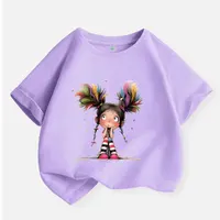 Pensée fille T-shirt pour filles coton enfants T-shirt dessin animé enfants vêtements décontractés adolescent bébé fille décontracté Y2K hauts 6 8 10 12 ans 2