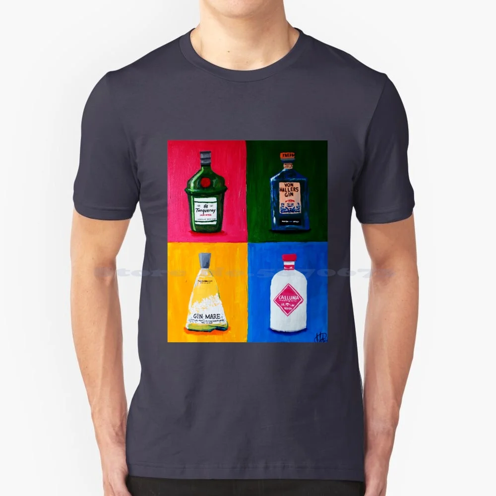 Gin Love T Shirt 100% Cotone Tee Gin Love Tanqueray Mare Di Hallers Calluna Color Four One Giallo Blu Verde Rosso Rosa 4 Pop