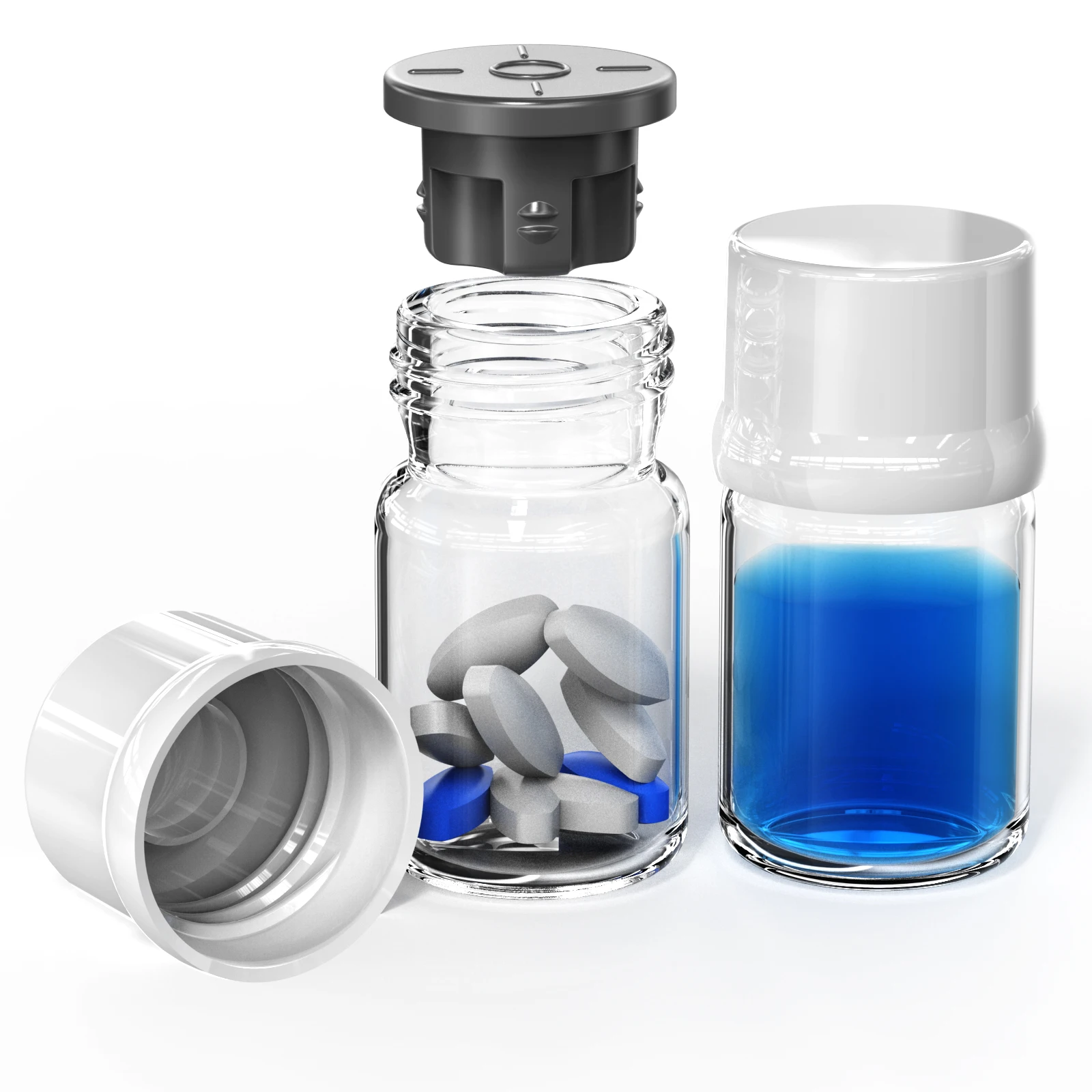 Glass Vial,Clear Liquid Sample Vial with White Screw Cap and Leak-Proof Rubber Stopper for Storage ,Sterilized Package,10pcs