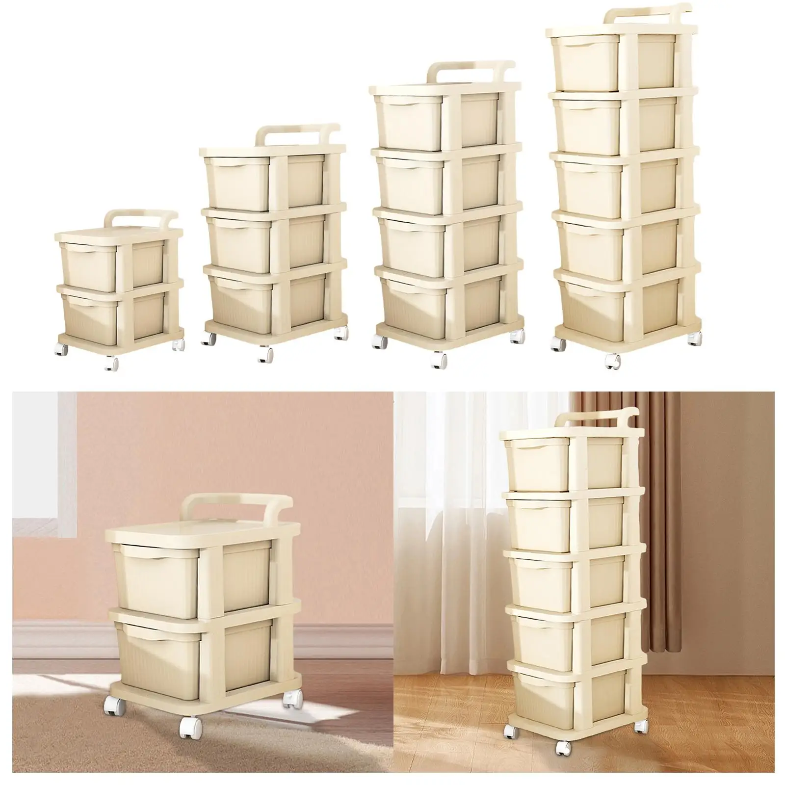 Storage Drawer Cart with 360&deg; Rotating Wheels Home Organization for Bathroom