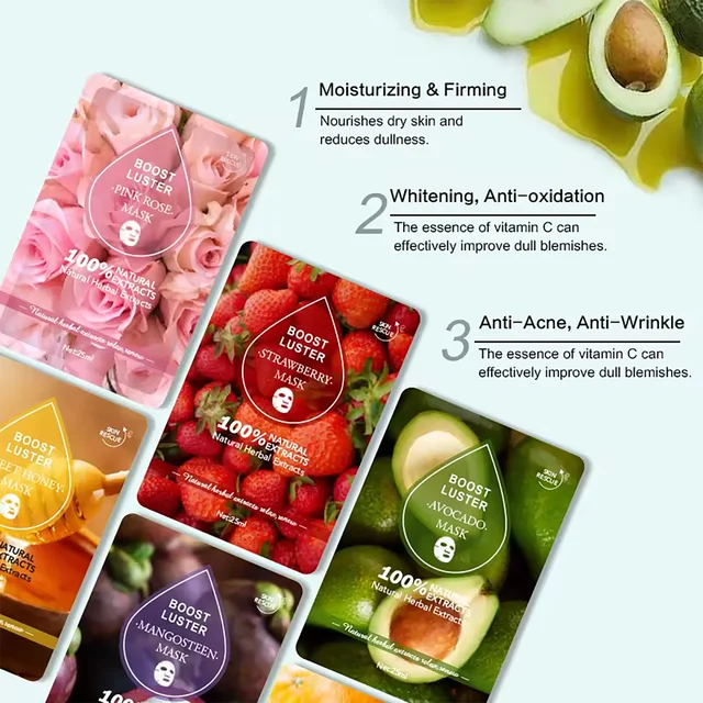 AILKE Whitening Moisturizing Hydration Facial Mask With Vitamin C Hyaluronic Acid Anti-wrinkle Face Skin Care Korean Cosmetics 2