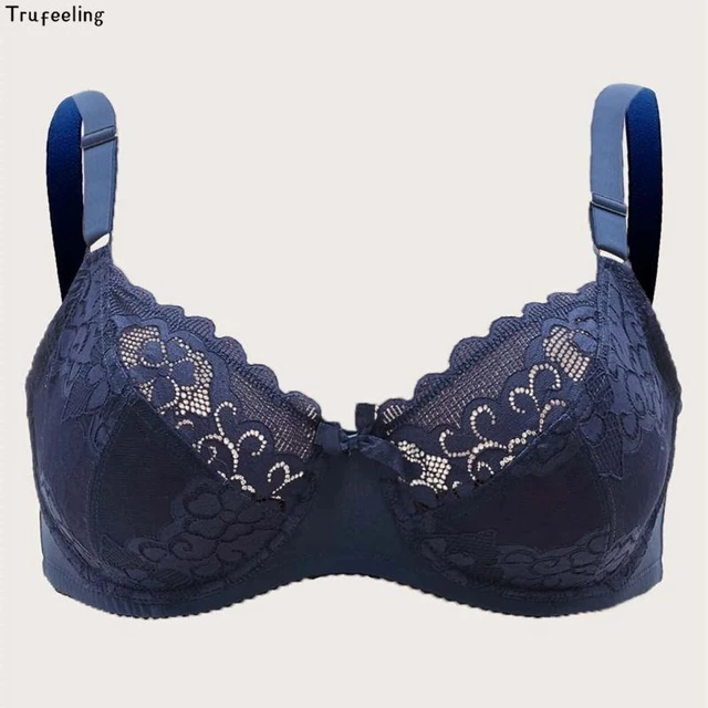 Beauwear Plus Size 36D-46F Women Sexy Bra Unlined Push Up Bras Thin Cup  Floral Lace