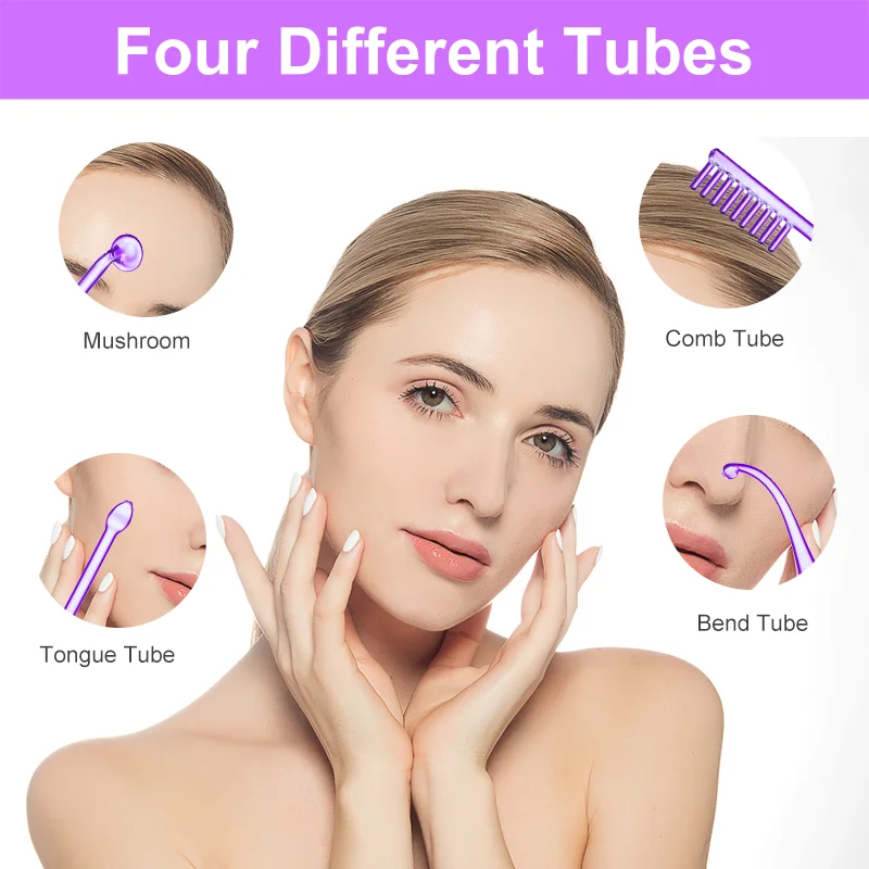 1Pcs High Frequency Facial Argon Ear Shap Electrode Nozzle Attachment Tubes Face Massager Purple Light Face Skin Care Violet 4