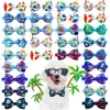 10PCS Summer New Dog Bow Tie Beach Series Handmade Adjustable Cartoon Print Pet Collars Neckties For Dog Pet Dog Accessories 1
