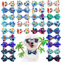 10PCS Summer New Dog Bow Tie Beach Series Handmade Adjustable Cartoon Print Pet Collars Neckties For Dog Pet Dog Accessories 1