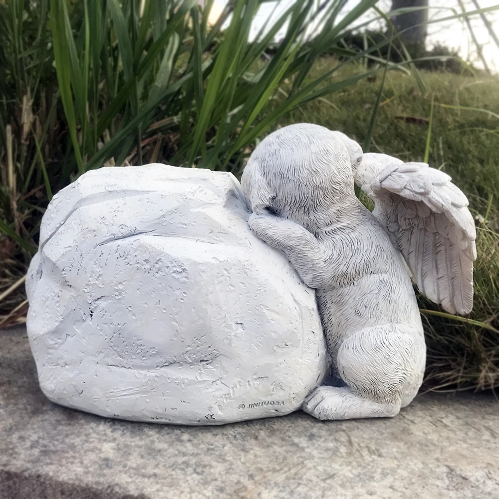 Personalized Pet Dog Memorial Stone With A Sleeping Dog Angel Statue, Grave Markers Headstone Tombstone-Forever in My Hearts