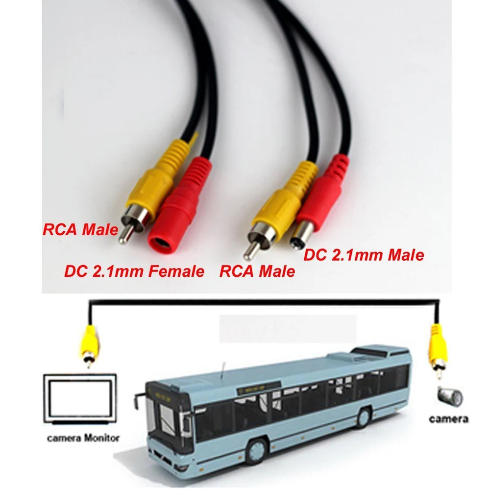 5M/10M/20M RCA Video AV DC Power Cable for TV CCTV Car Truck Rearview Camera Kit 2