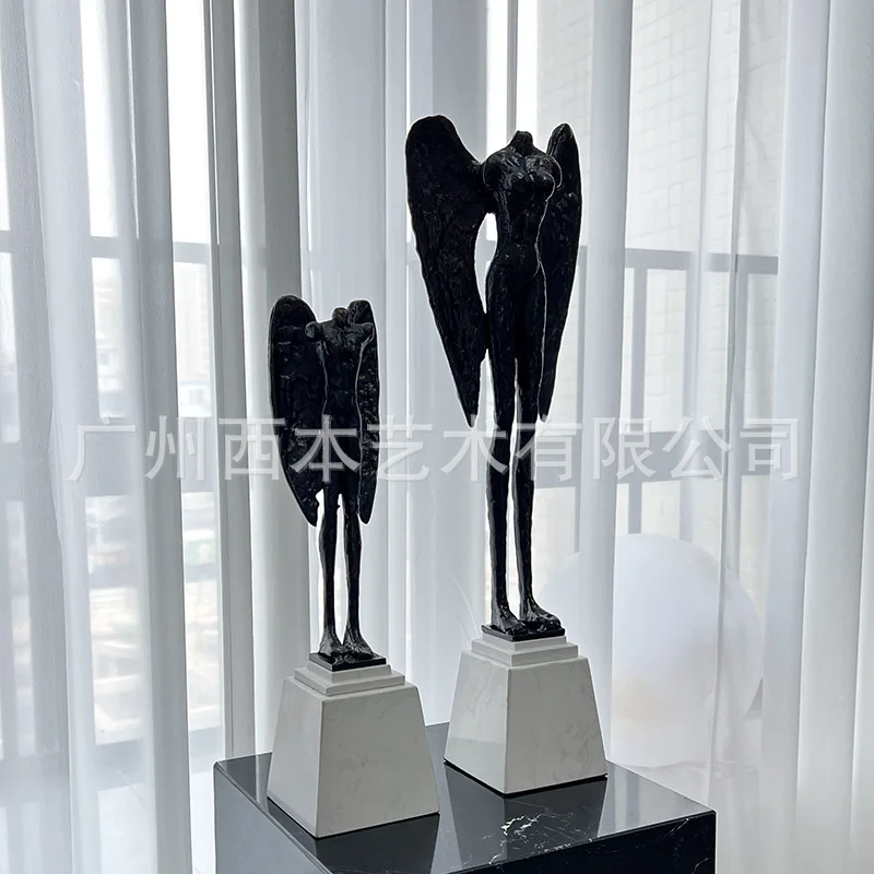 

Headless Angel Abstract Figures Sculpture Ornaments Desk Decoration Cast Iron Angel Character Statue Crafts Modern Home Decor