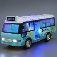 School Bus Toys Cars Die Cast Plastic Little Cars City Bus With Sound And Light Up Friction Powered Cars Play Toys Gift For Kids 2
