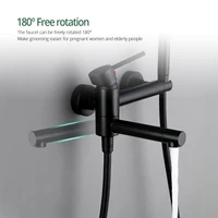 ก๊อกน้ำฝักบัวแบบด้านสีดำ น้ำร้อนน้ำเย็น 2 ทาง ฝักบัวมือถือ หัวฉีดแบบหมุนได้ ก๊อกน้ำห้องน้ำติดผนัง 4