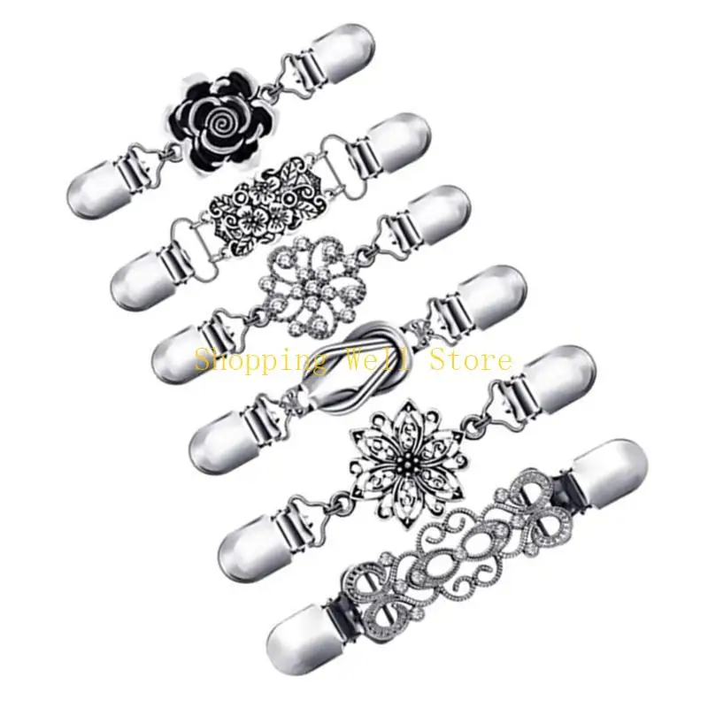 KX4B 빈티지 스웨터 목도리 클립 목도리 스카프 금속 클립 카디건 클립 브로치 카디건 스웨터 안전 핀 여성과 소녀