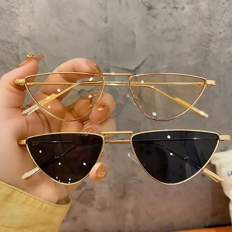 Cat Eye Sunglasses Luxury Brand Design Women Metal Triangle Sun Glasses Fashion Lady Shades UV400 Eyewear Oculos Gafas De Sol