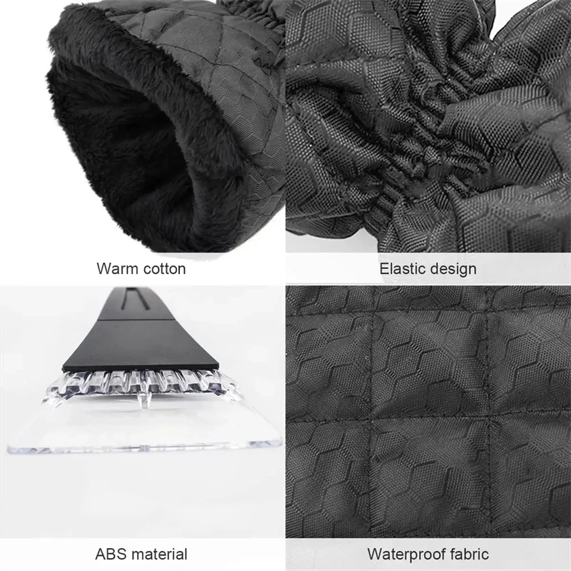 Ice Scraper Mitt for Car Detachable Cleaner No Scratch for Car Waterproof Snow Remover Glove