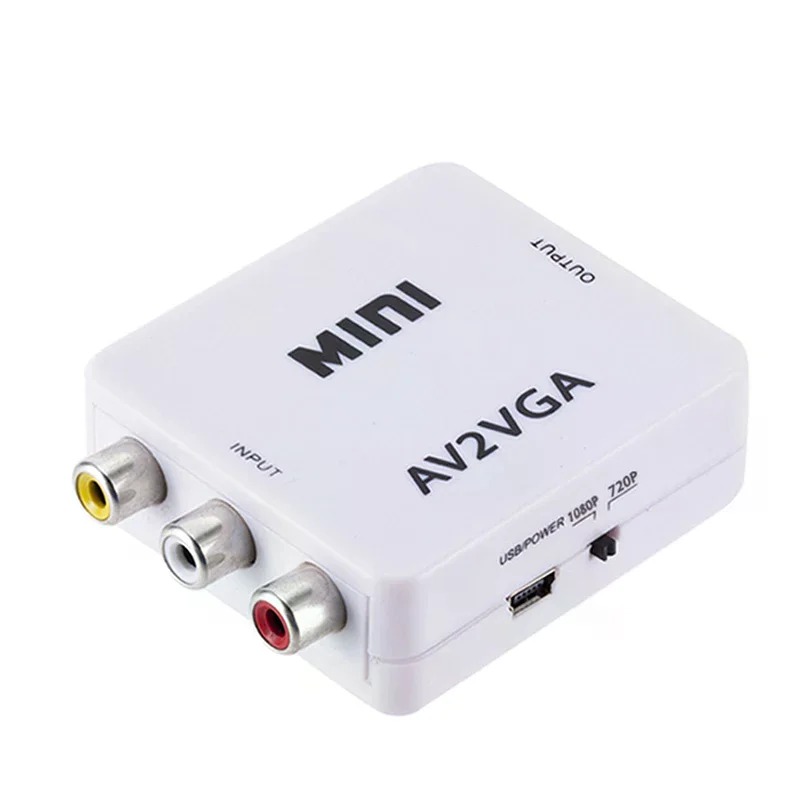 1080P AV'den VGA'ya Dönüştürücü - HD TV ve Monitör Ekranı için Kompozit Video'dan VGA'ya Adaptör