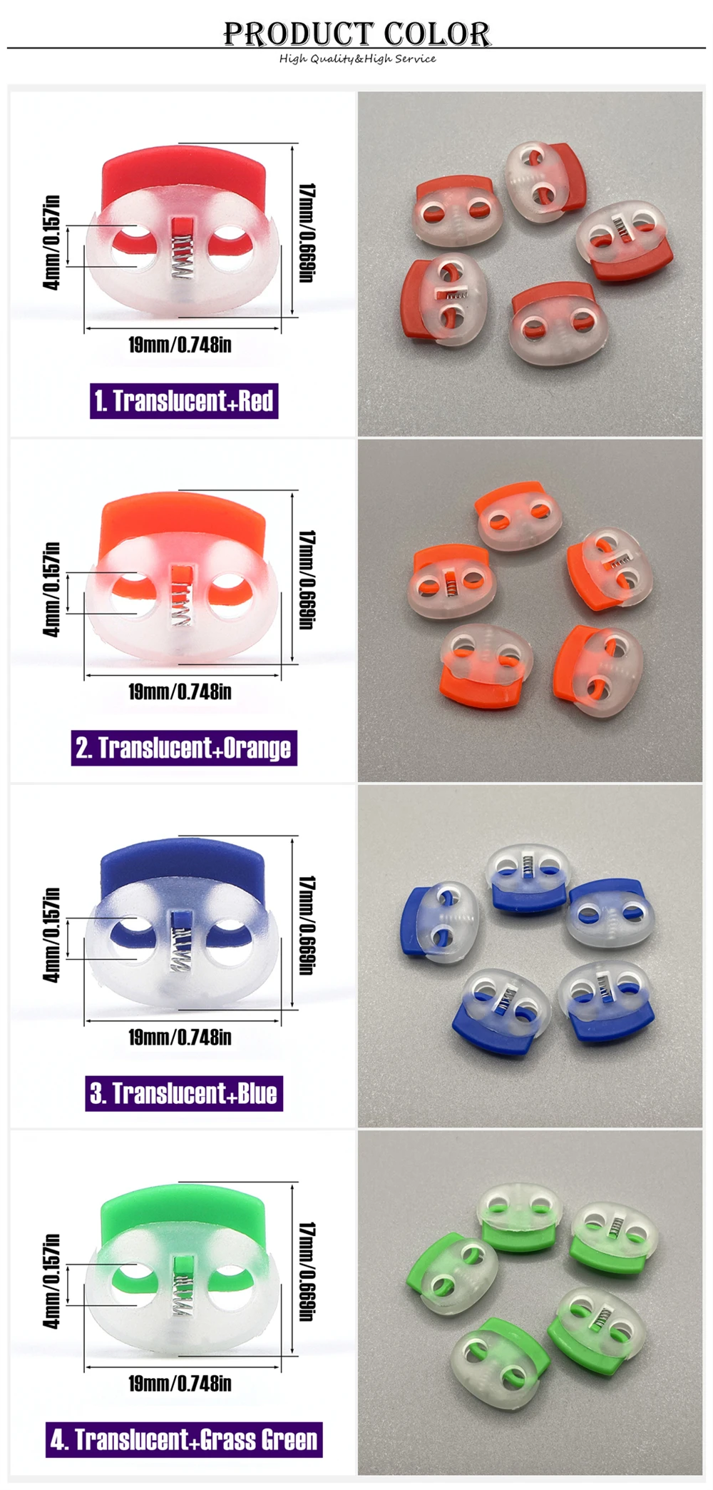 10 Teile/paket Transparente Kunststoff Schnur Lock Bead Stopper Toggle Clip Schnürsenkel Sportswear Rucksack Lanyard Klemme DIY Handwerk Zugriffs – Detail 4