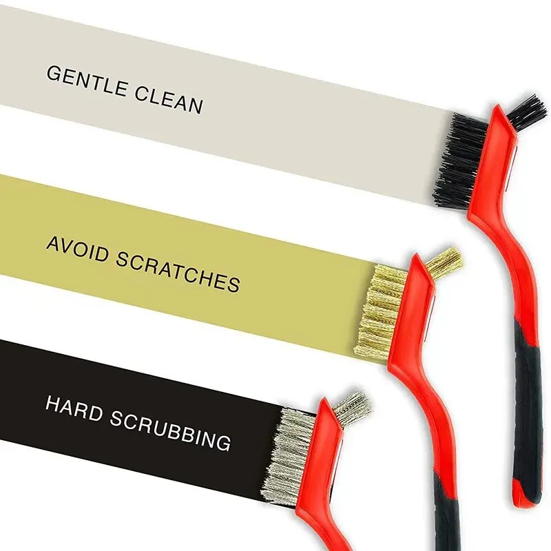 Mini Brush Set Of Three Kitchen Brushes For Gas Hoods Grease And Stain Removal Cooktop Cleaning Tools Steel Wire Small 5