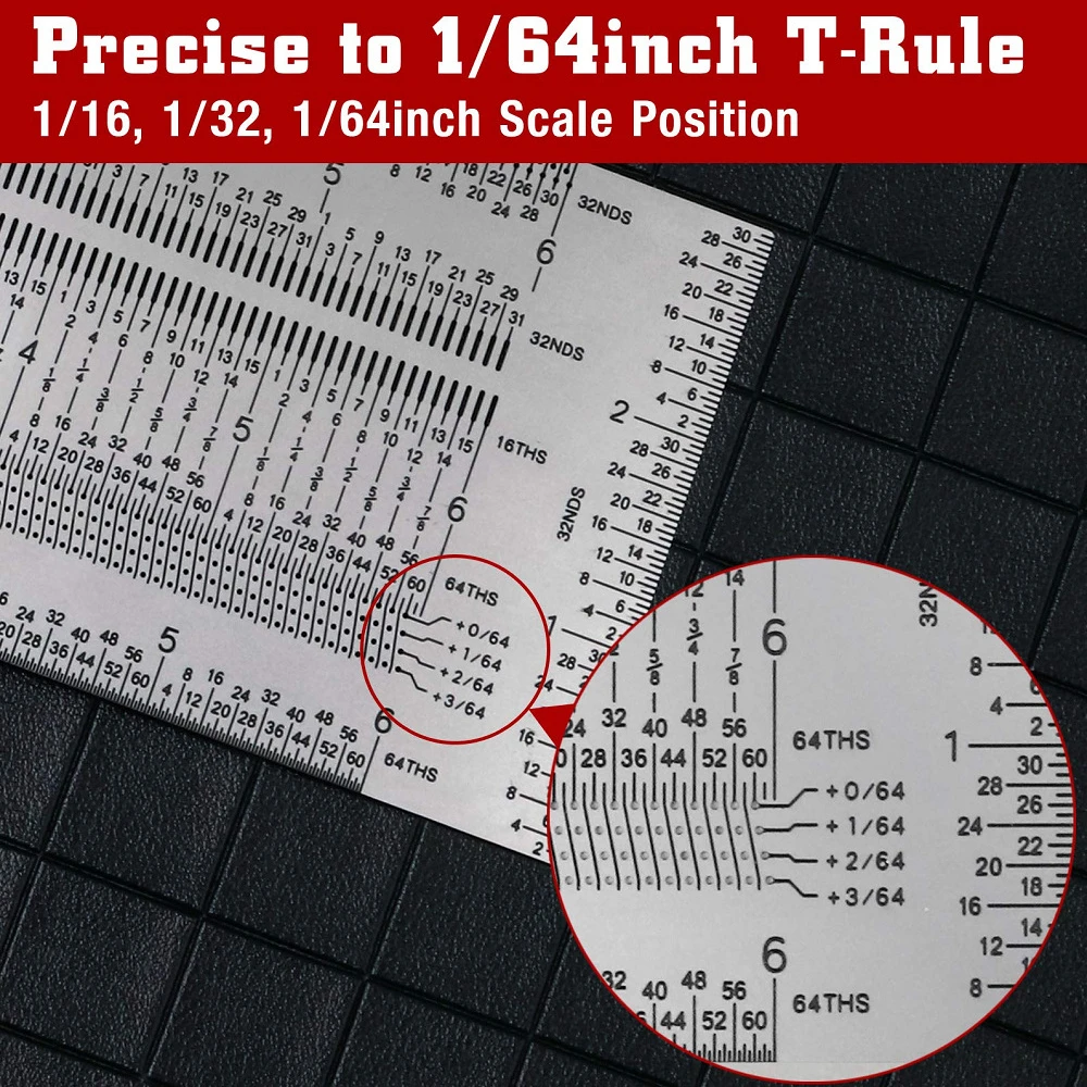 64 - Stainless Steel 6 Two-Sided Ruler with Clip - Inch/Decimal