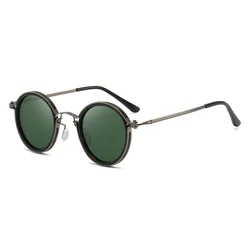 Vintage - Inspired Retro Round Sunglasses - Unisex UV400 Classic Gothic Steampunk Eyewear (Gun Green)