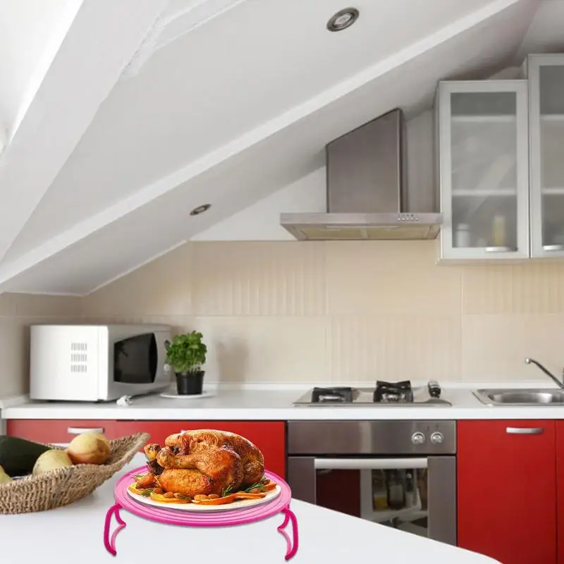 Folding Microwave Tray Oven Bacon Tray Microwave Oven Shelf Multifunction Insulated Heating Tray Rack With Flexible Handles 4