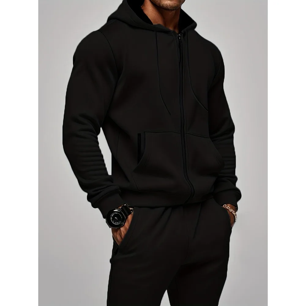 2pcs Men's Hooded Sweatshirt&Pants Set, Casual Sports Fitness Co-ord,Tracksuit for Gym, Running, Workout, Activewear Set for Men 3