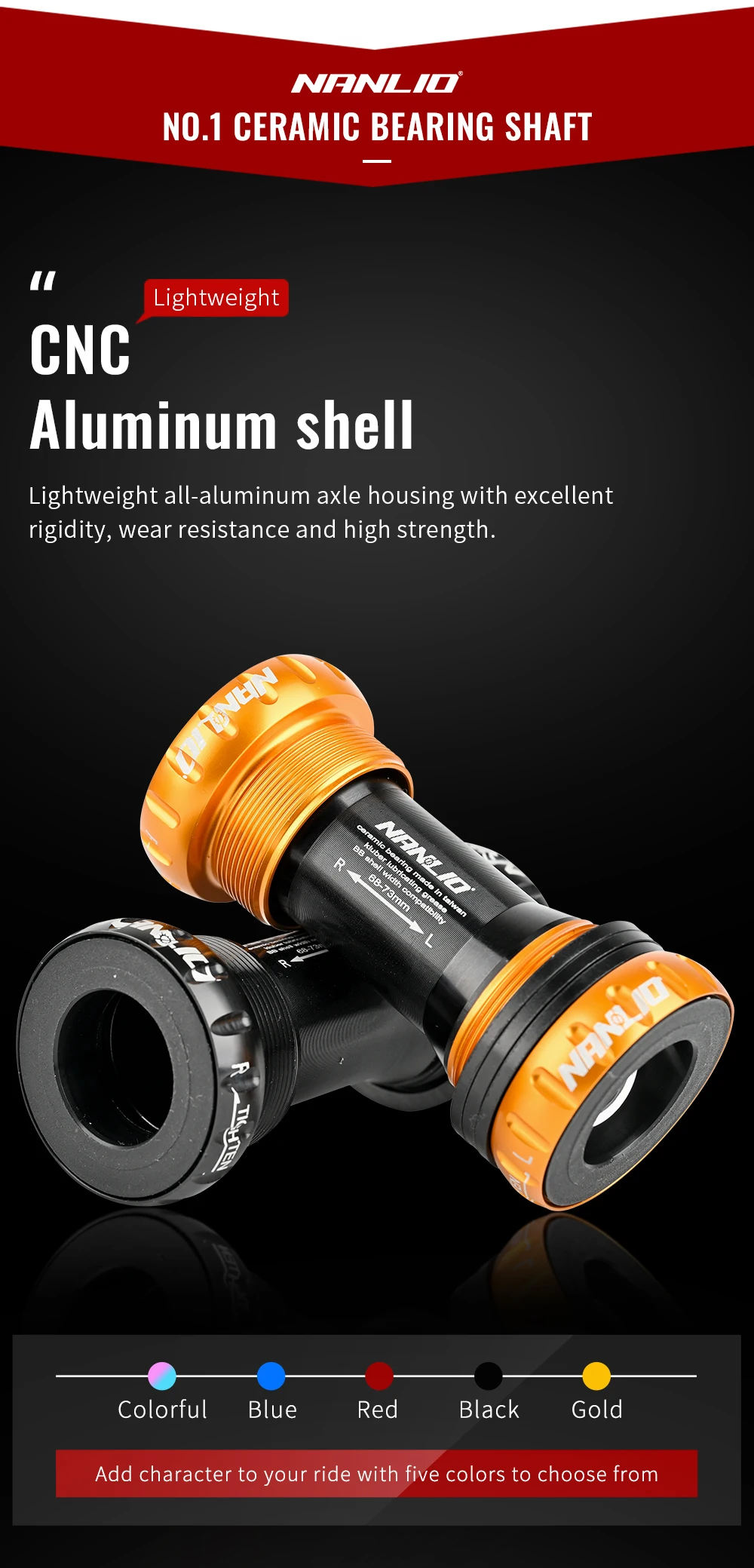 Description Picture 5 of itemNanlio BSA Bearing Bottom Bracket - 68/73 mm Screw Type, Waterproof Aluminum Alloy for MTB and Road Bikes