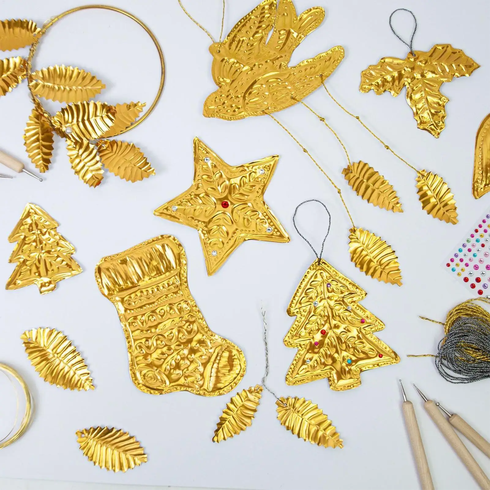 Golden Embossed Aluminum Foil Sheets for Crafting and Art Projects - 20-Piece Set